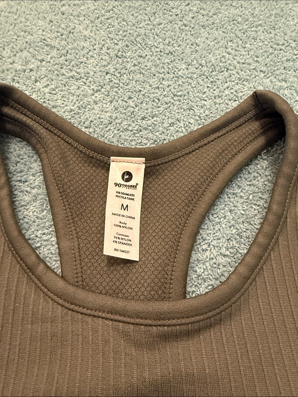 90degrees Ribbed Racerback Cropped Tank Top - Olive Green - Picture 2 of 5